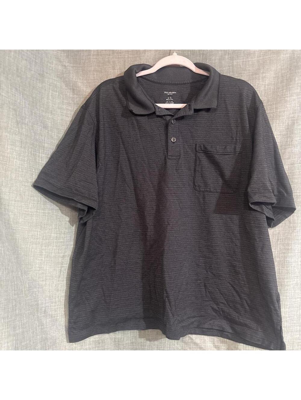 Van Heusen Men's Grey and Black Polo-shirt